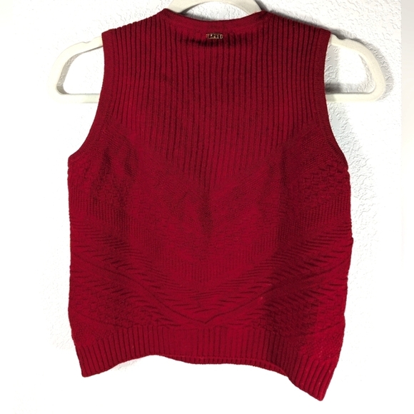 St John Sport Vintage Red WOOL Classic Preppy Retro Sweater Vest Size L - Picture 3 of 12